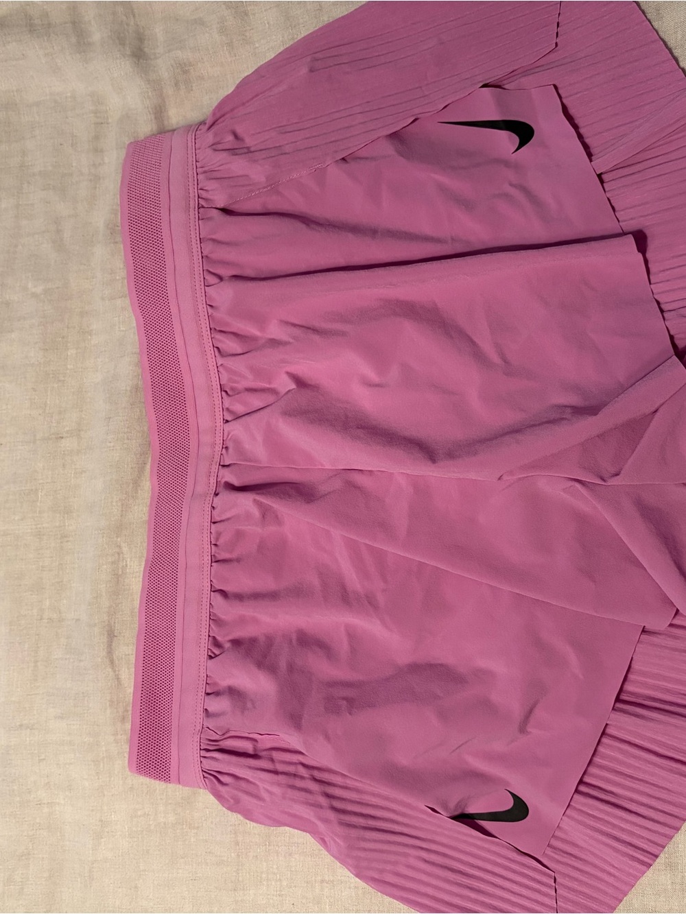 Nike Women's Pink Aeroswift Athletic Shorts with Black Swoosh